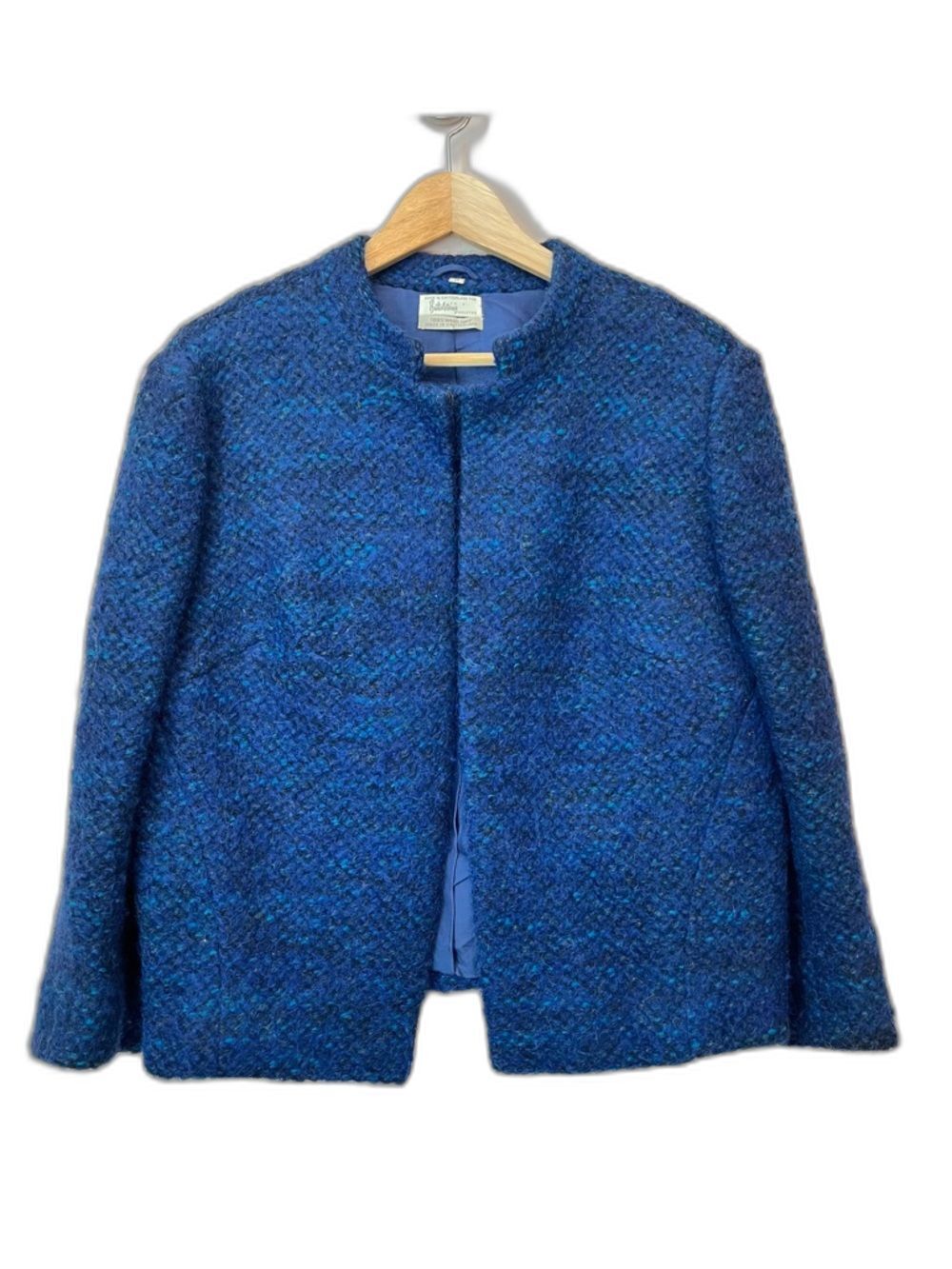 Vintage Battelsteins Houston 1960s Wool Lady Day Jacket Sz 14 Blue Career Luxury